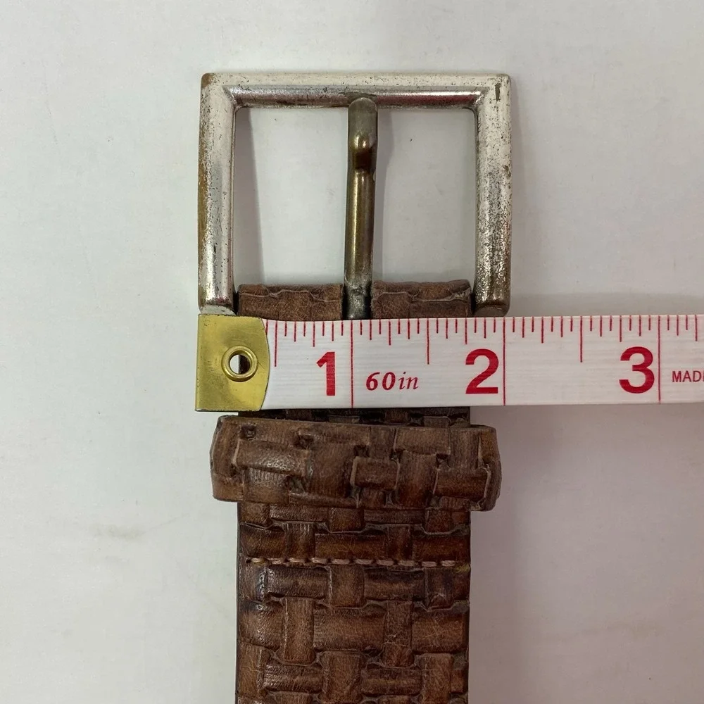 Vtg‎ W Kleinberg Belt Mens 46 Brown Embossed Basketweave Made in USA